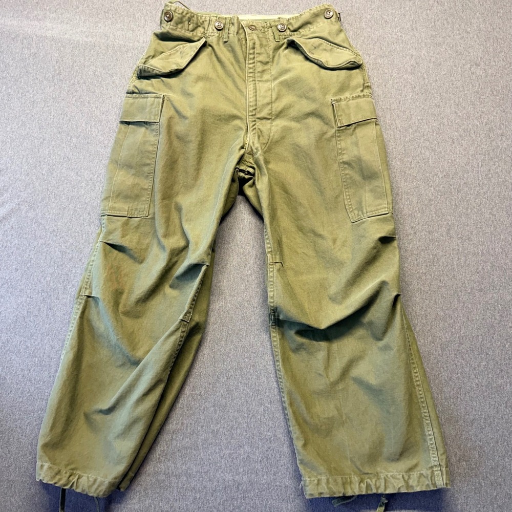 Vintage Military M65 Cargo Pants Olive Drab Cotton Sateen Talon Zip Mens 32x26
